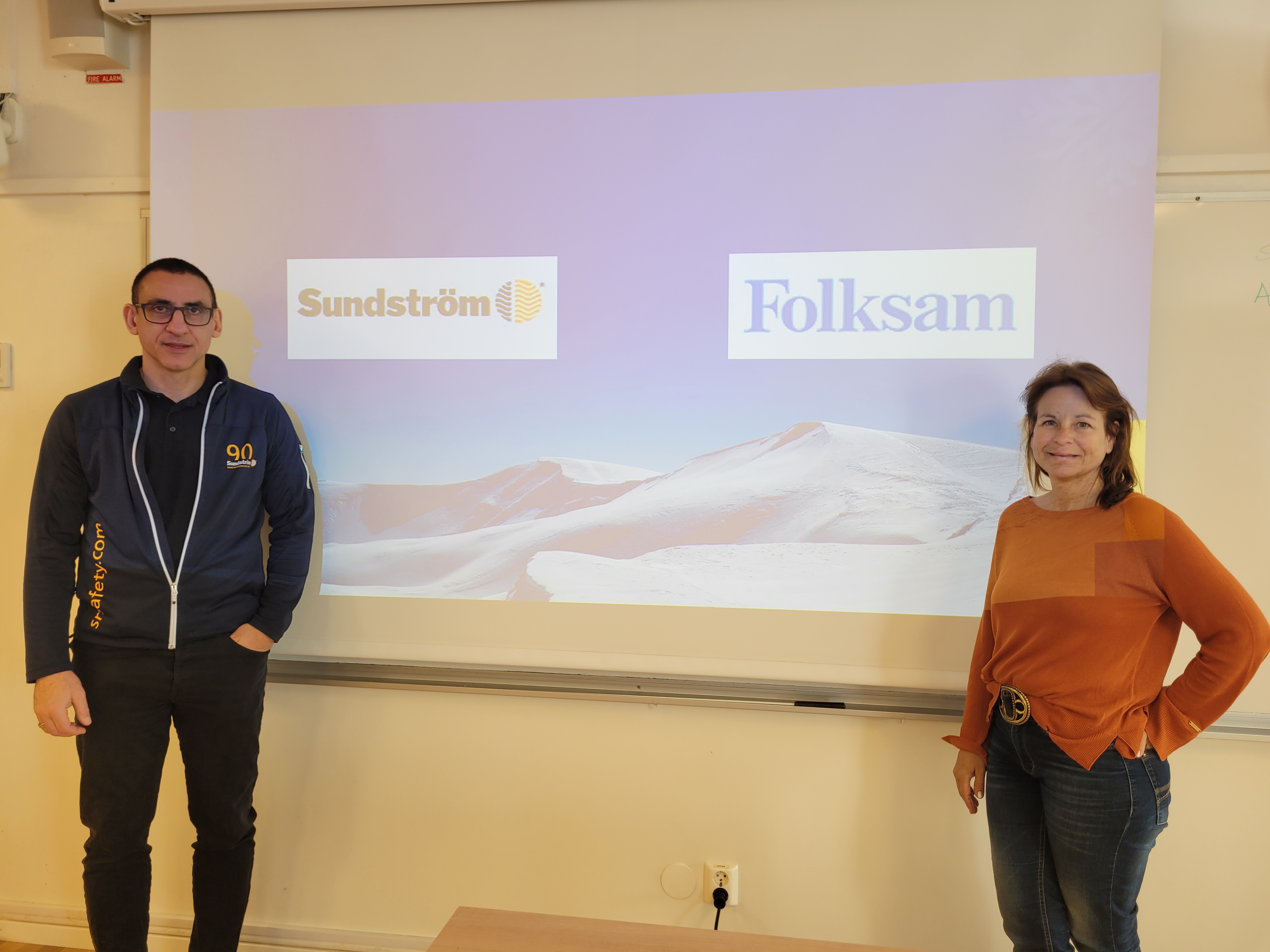 Ivan Sundström och Madeleine Hasselwander från Svenska Skidförbundets Team partners Sundström Safety och Folksam