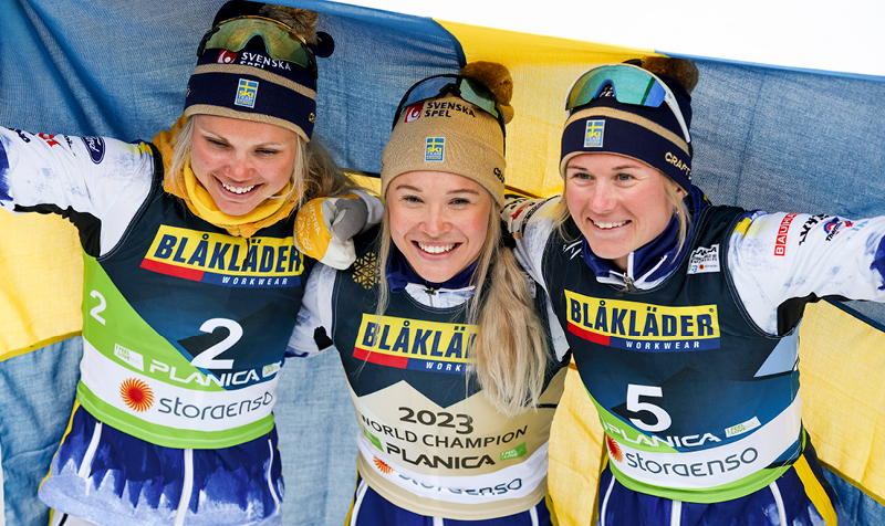 Maja Dahlqvist, Jonna Sundling och Emma Ribom tog alla tre medaljer på VM-sprinten i Planica.