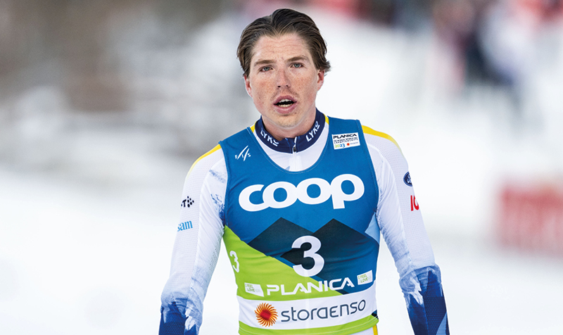 William Poromaa blev bäst av svenskarna som femma på skiathlonen.