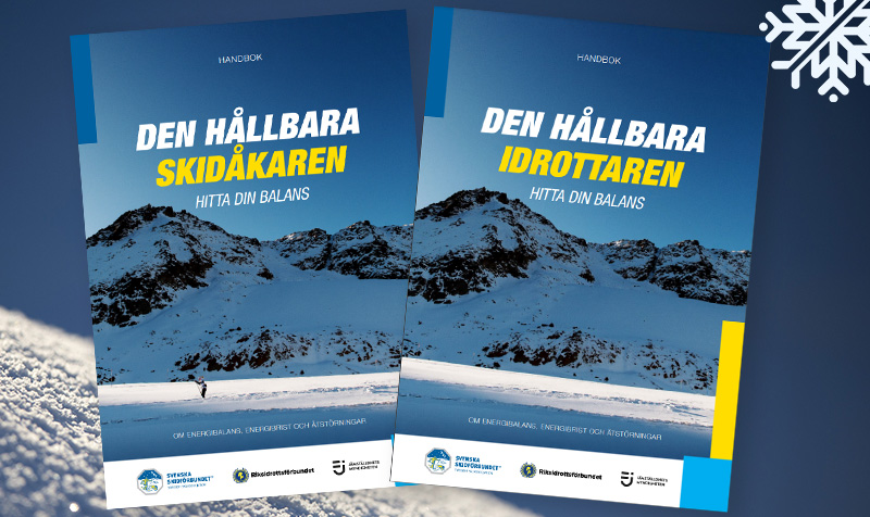 Montage med framsidor på foldrar Den hållbara skidåkaren respektive idrottaren