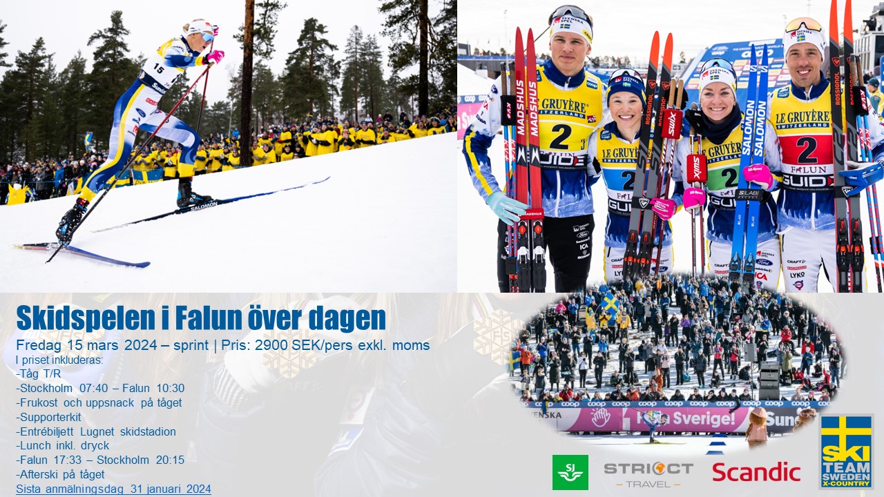Erbjudande om att uppleva Skidspelen i Falun på plats