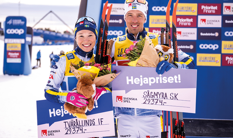 Jonna Sundling och Calle Halfvarsson premierar sina moderklubbar efter Hejapris-segrar i Falun.
