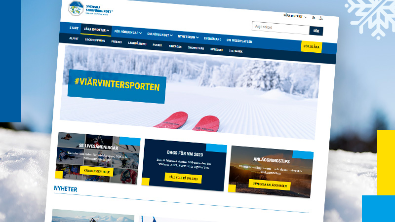 Skärmbild på webbplatsen skidor.com